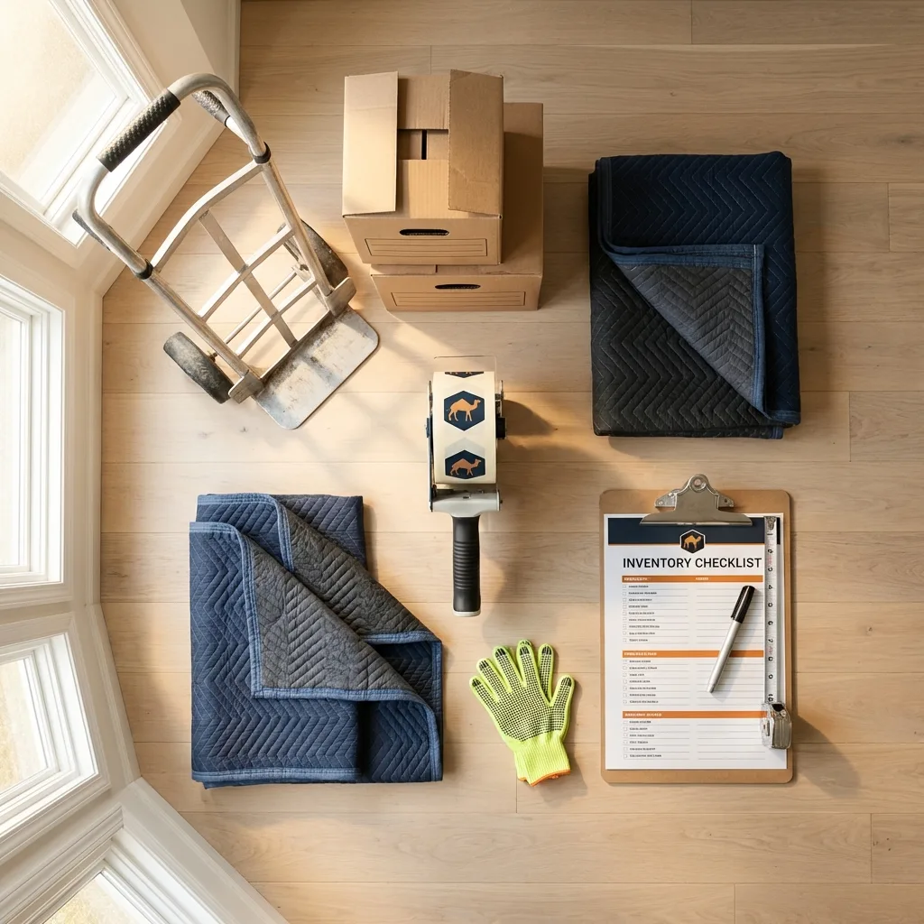 Professional moving supplies and packing materials layout for La Verne residential relocations